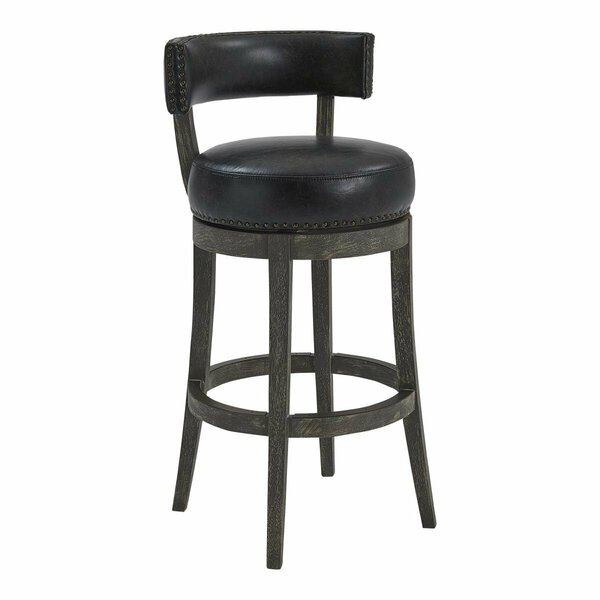 Gfancy Fixtures 26 in. Brown Onyx Faux Leather Swivel Wood Counter Stool GF3673539